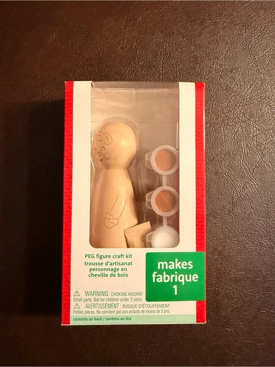 PEG Figure Craft Kit - Natural Wood with Paint Pots NIB!