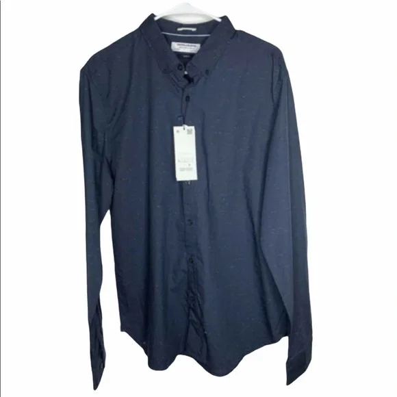 New Denim & Flower Mens Slim Fit Shirt XL BlueBNWT