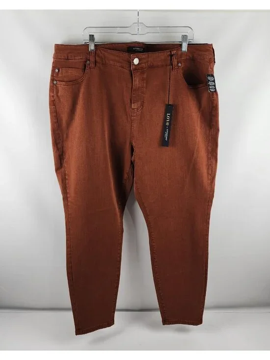 LIVERPOOL Jeans Women 22W Plus Cognac Brown Ankle Skinny Pant 42x27 LY2005WF NWT