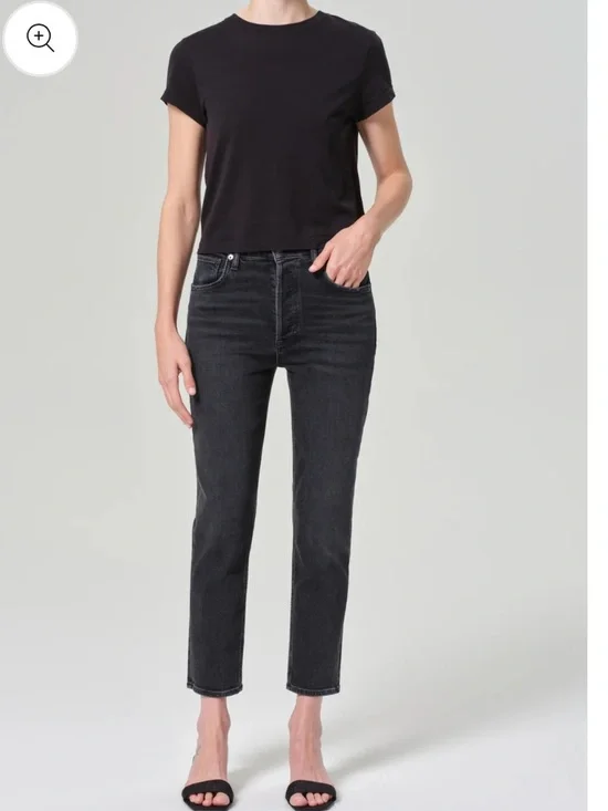 AGOLDE Riley High Rise Straight Crop Jeans 24 Panoramic Black