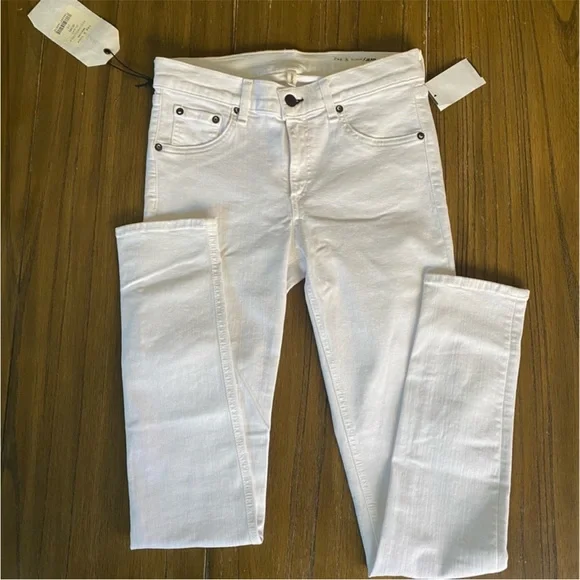 Rag and Bone mid rise white skinny jeans