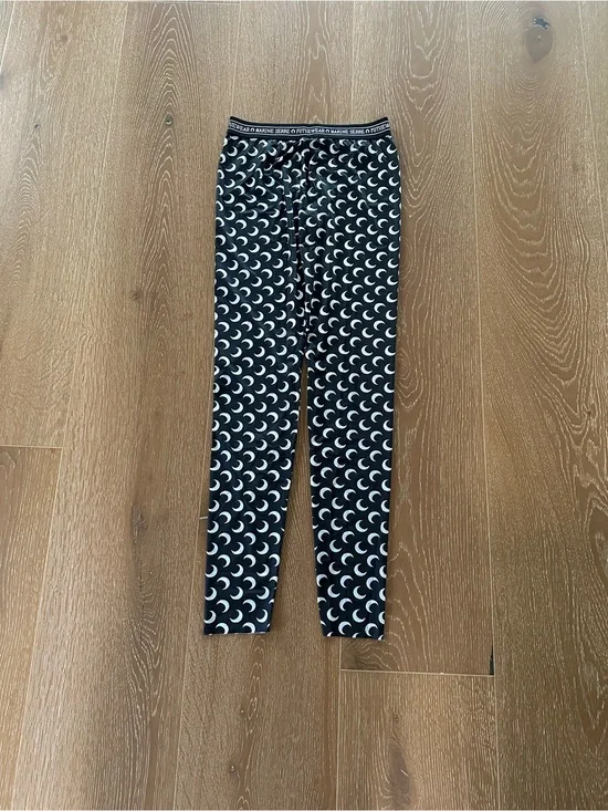 Marine Serre Black and White Crescent Moon Leggings