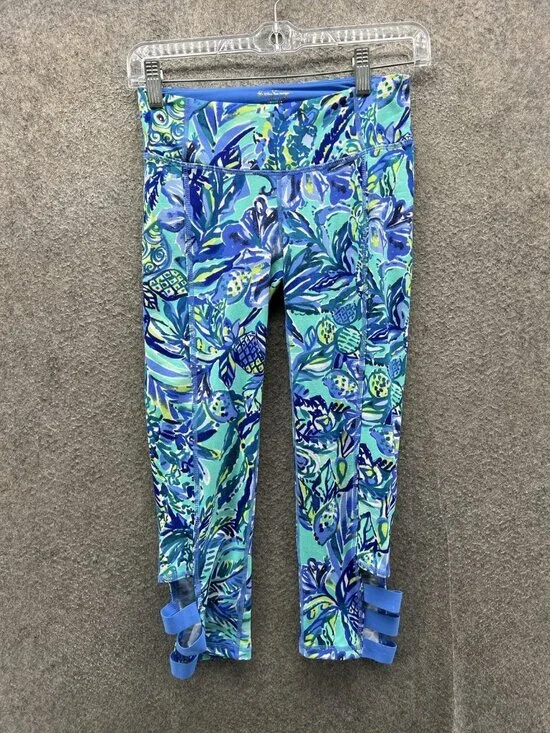 Lilly Pulitzer Luxletic Leggings Womens XS Multicolor Floral Capri Yoga Pants