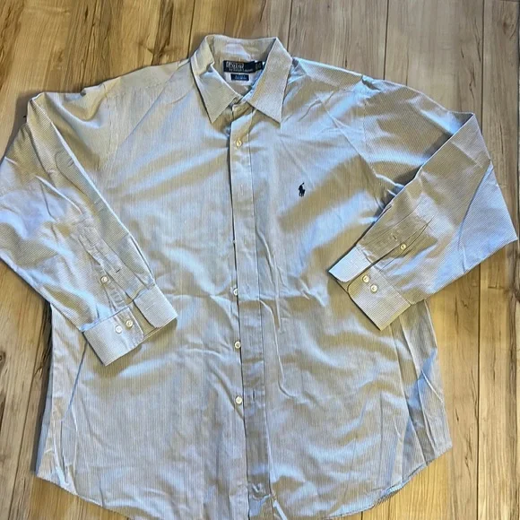 Polo by Ralph Lauren Blue and White Striped Dress Shirt