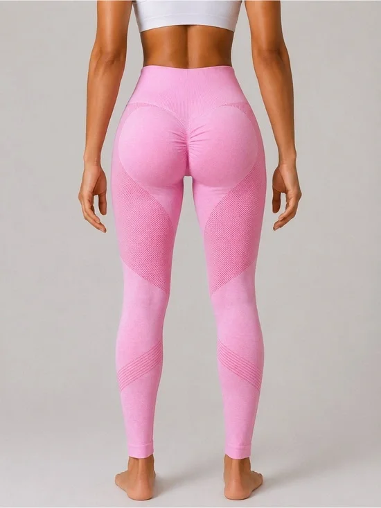 Seamless High-Waist Pink Scrunch Leggings