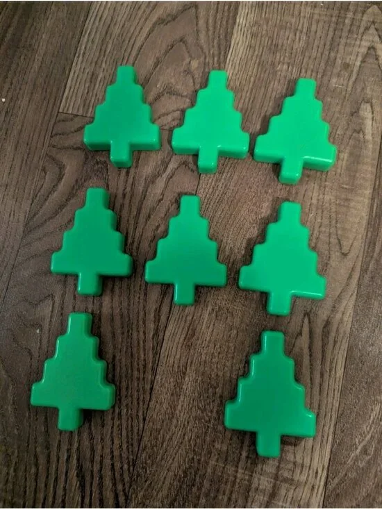 VTG Little Tikes Waffle Blocks Tree Replacements Set Of 8 Green Toys