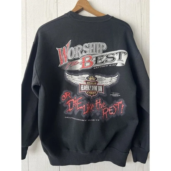 Vintage 90's Living Epistles Sweatshirt double Sided Jesus Harley 1991 Black