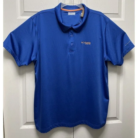 Columbia PFG Blue Polo Shirt Size XL Performance Fishing Gear Moisture-Wicking