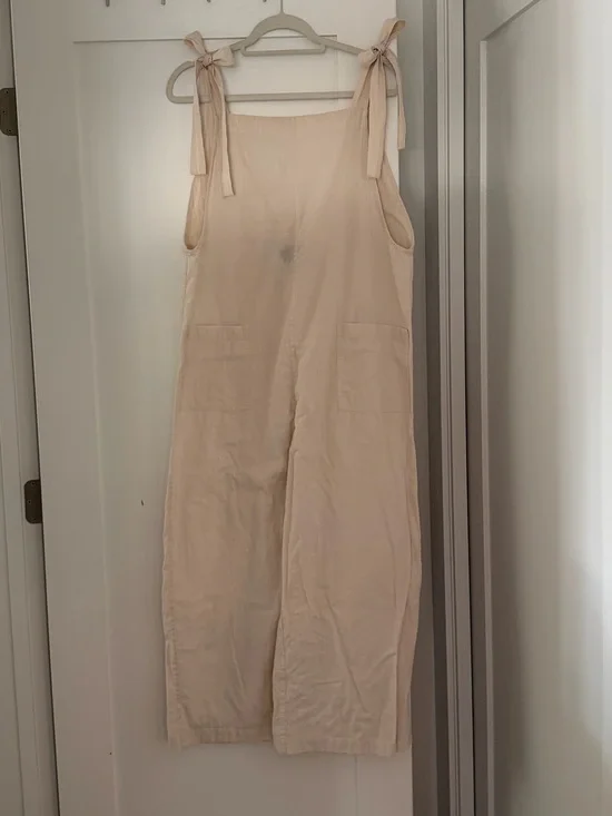 Hatch Cream Jumpsuit with Tie Shoulders