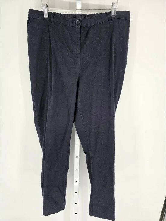 Lands End Womens Sz 16P Dress Pants Navy Blue Straight Leg Fit 3