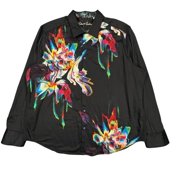 Robert Graham Aurora Shirt Mens 4XL Black Abstract Floral Embroidered Exclusive