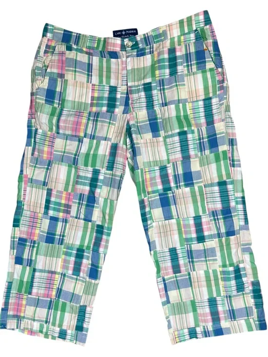 Cape Madras Capri Pants 14 Coastal Old Money Preppy Cotton Patchwork