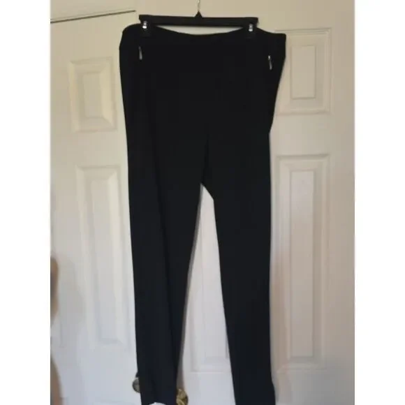 Soho Black Skinny Ponte Pants with Zip Accent