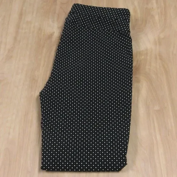 JOE BENBASSET Pull On Ankle Crop Pants Womens Size M Black White Gray Polka Dots