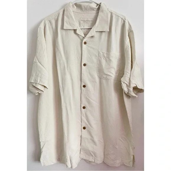 Tommy Bahama • Original Fit Islanders Frond Silk Cream Shirt