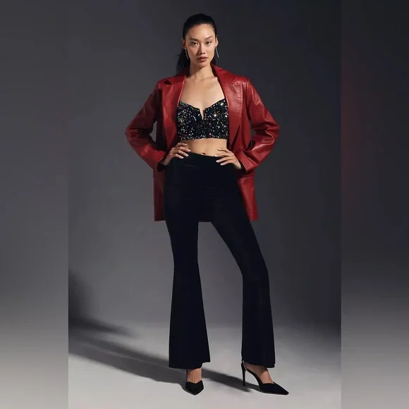 NWT! By Anthropologie Velvet Flare Pants - Size 4 PETITE 🎆
