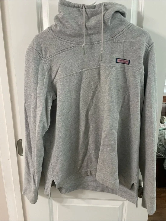 Vineyard Vines Light Gray Funnel-Neck Pullover Hoodie