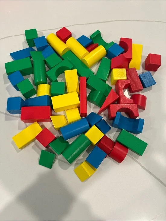 Vintage Classic Wooden Building Blocks Set - Multi-Color