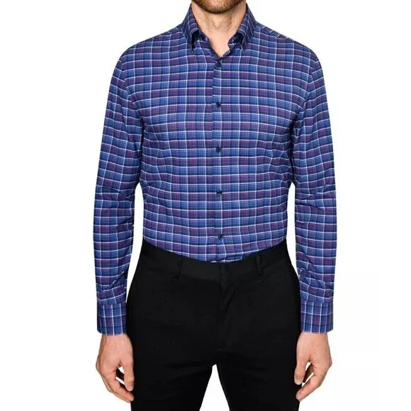 NWOT W.R.K Size 16 OMBRE 4 Way Stretch CHECK PERFORMANCE DRESS SHIRT MSRP $98