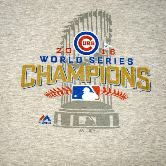 Chicago Cubs 2016 World Series Gray T Shirt Mens Medium‎ MLB Baseball