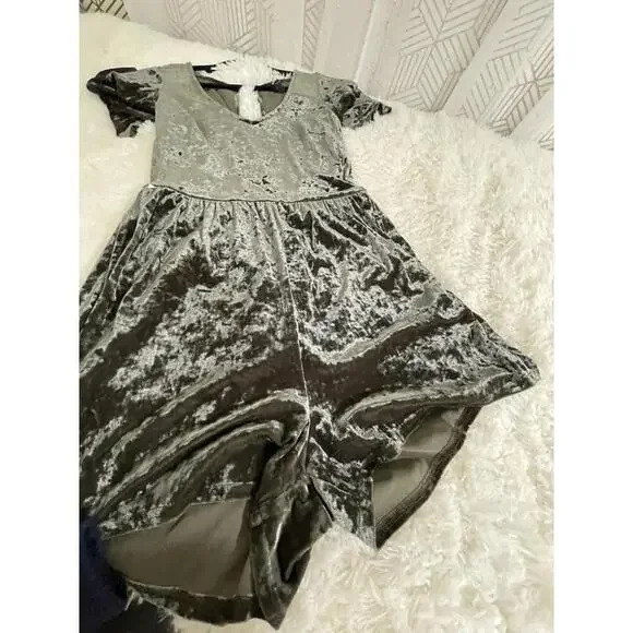 American Eagle Romper Womens S Green Crunched Velvet Soft Sexy Boho Festival 90s
