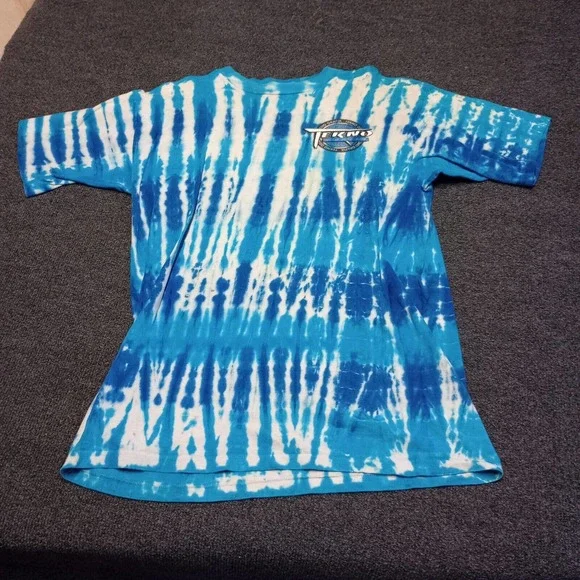 Vintage Tekno Grafix Shirt‎ Adult XL Blue Tie Dye 90s Y2K Single Stitch