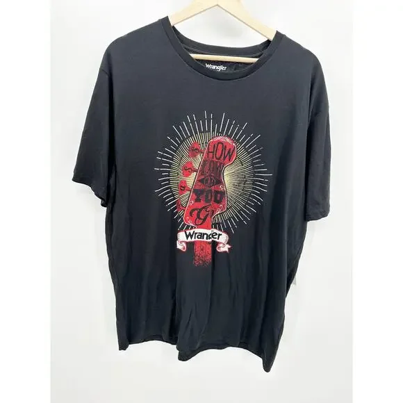 Wrangler Black 100% Cotton Short Sleeve Graphic Tee Shirt Men's Size X-Large NWT