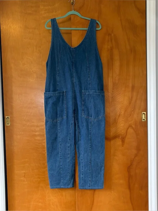 Denim Utility Jumpsuit - Blue size L
