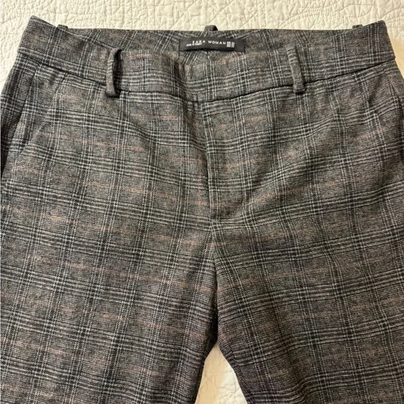 Zara Woman Checkered Charcoal Pants