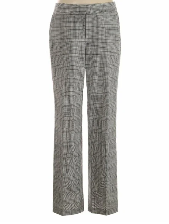 Michael Michael Kors Classic Wool Plaid Pants - In Black, White, And Gray