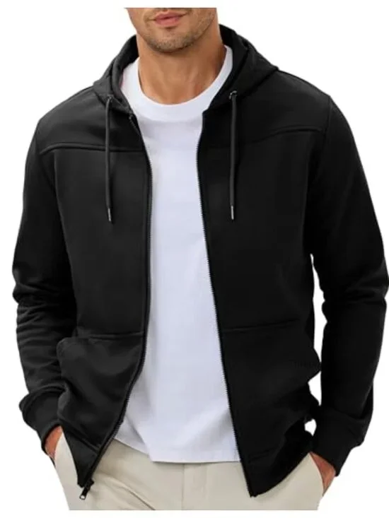 Men's Zip Up Hooded Sweatshirt with Pockets for Workout Hiking