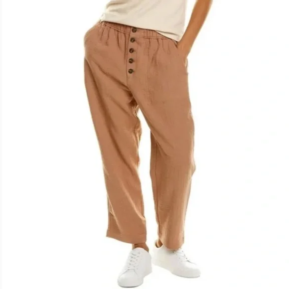 Madewell Linen Blend Tan Pull On Pants, XS