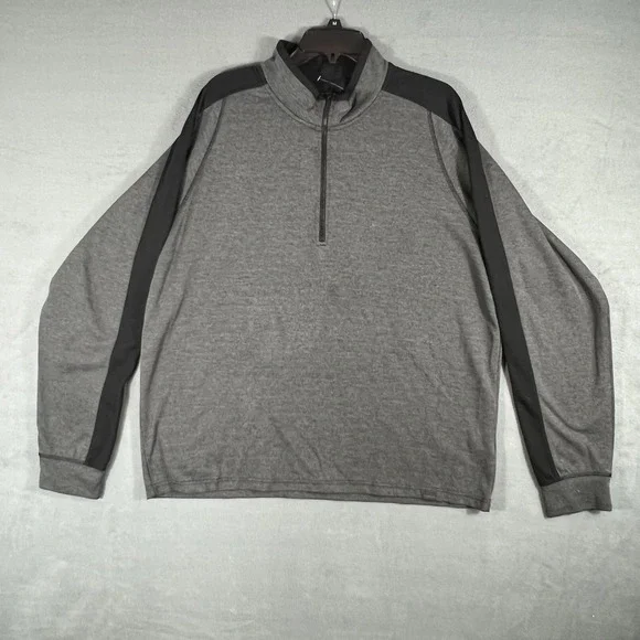 HAWKE & CO Men's XXL Gray Black 1/4 Zip Pullover Activewear Tech Fibers Top