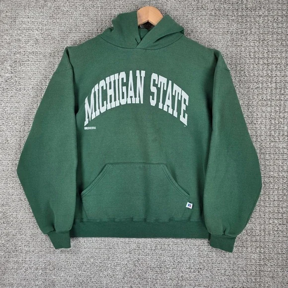 Vintage Russell Athletic Michigan State Hoodie Mens Large Green Made in USA MSU