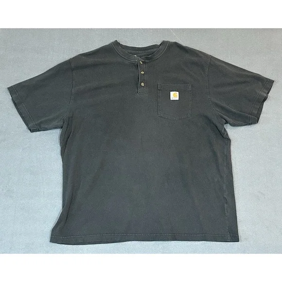 Carhartt Henley Short Sleeve Pocket T-Shirt Heavyweight Original Fit Size XL