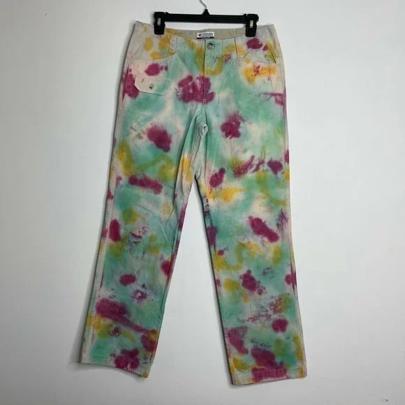 Columbia‎ Sportswear Size 8 Womens Tie Dye Tye Pants Slacks Straight Khaki