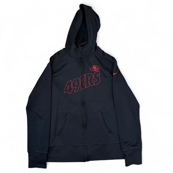 Nike San Francisco 49ers Black Therma-Fit Full Zip Hoodie Adult Size Large NFL