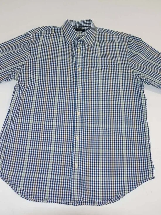 Banana Republic Men's Non Iron Classic Fit Dress Shirt Large 16 - 16.5 Gingham