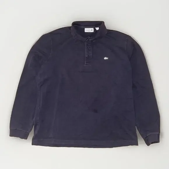 Lacoste Classic Fit Mesh Long Sleeve Golf Polo Casual Shirt Navy Blue XL FR 7