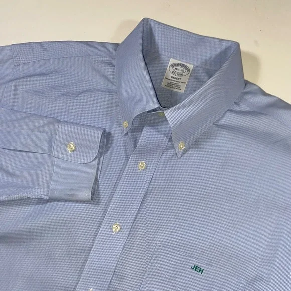 Brooks Brothers Regent Non-Iron Supima Cotton Shirt Blue Check 16.5 35 DD207