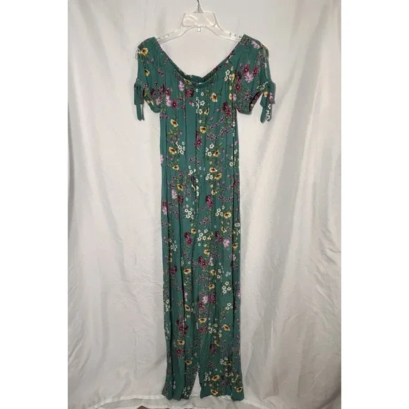 Exhilaration Women's Green Floral Jumpsuit‎ Size XS Summer Travel Vacation