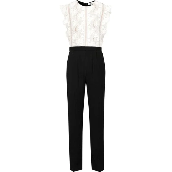 Reiss Suzy Lace Top Detail Jumpsuit Women's Size 4‎ (XS) Crew Neck Sleeveless