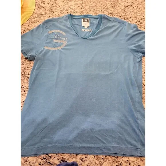 G-Star RAW Men's Size Large Slim Fit Crew-Neck Short Sleeve T-Shirt Blue‎