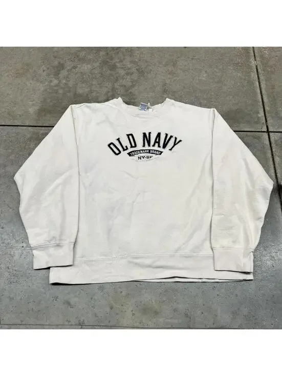 vintage old navy white and black spell out heavyweight crewneck size xl