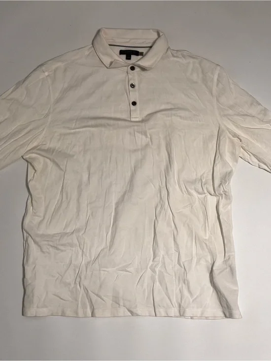 Banana Republic Performance Pique Men's Long Sleeve Polo Shirt White