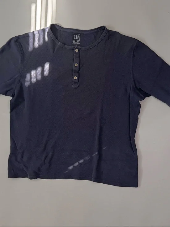 GAP Slate Blue Thermal Henley Shirt