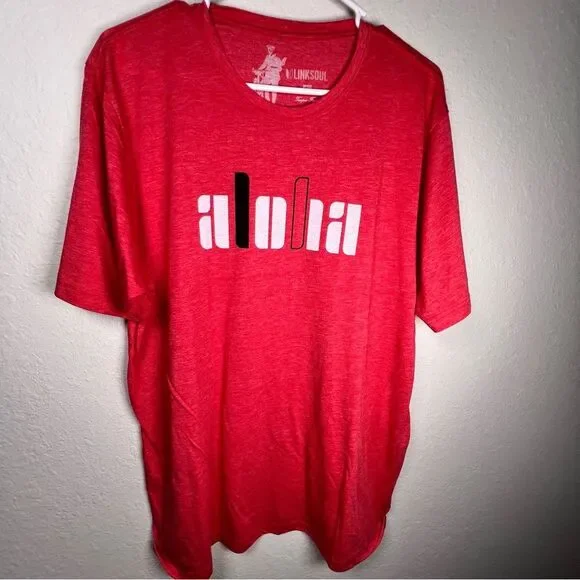 LINKSOUL “aloha” short sleeve tee ▪️ soft ▪️ red heather ▪️ NWOT ▪️large