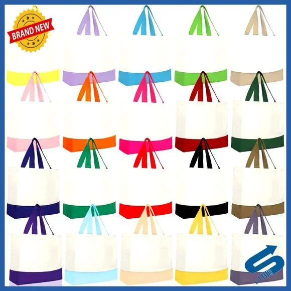 Large Canvas Tote Bags Bulk Set Reusable Blank DIY Craft Gift Shopping