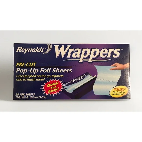 25 Pack Reynolds Wrappers Pre Cut Pop Up Aluminum Foil Sheets Easy Use! 2010 NOS