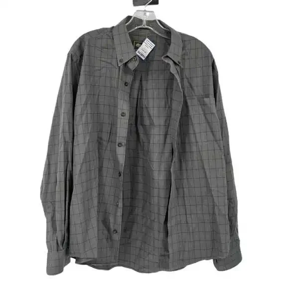 Eddie Bauer Gray Plaid Cotton Long Sleeve Button-Up Shirt | Size M